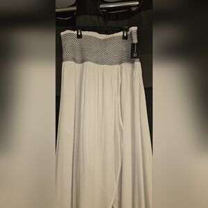 INC.  WOMEN'S RAVIYA WHITE BLACK STRAPLESS HI-LO COVERUP TULIP HEM LARGE NWT